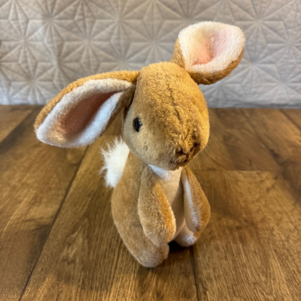 Vintage Trudy Toys Bunny Rabbit Plush Stuffed Animal 13 Inch Brown Tan Fluffy